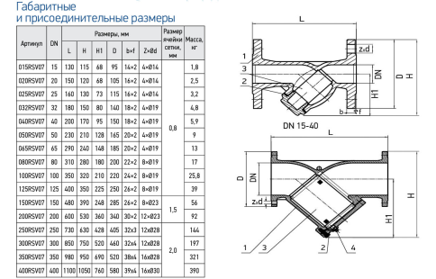 Фильтр сетчатый фланцевый RSV07 DN25 (025RSV07), Reon фото 2