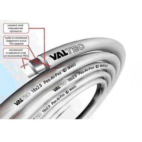 Труба металлопластиковая 16x2,0 мм PE-Xb/AL/PE-Xb бухта 100 м (V1620.100), Valtec фото 2